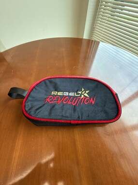 Rebel Revolution Cheer Shoe Bag Black Velour with Red Trim